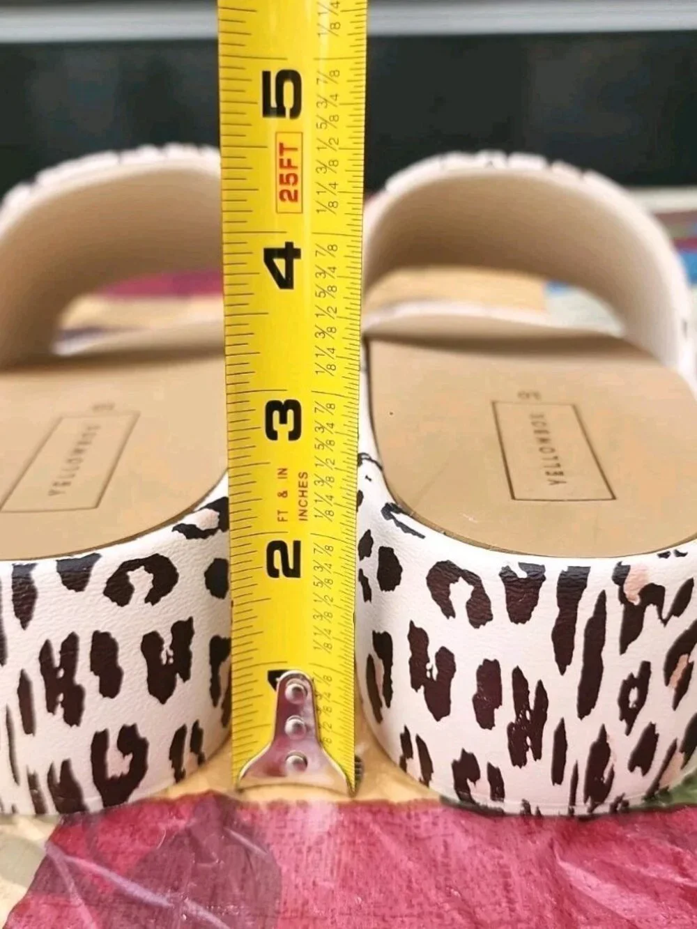 NEW Yellowbox Torrey Cream & Brown Leopard Wedge Slides Sandal Women Sz 10
